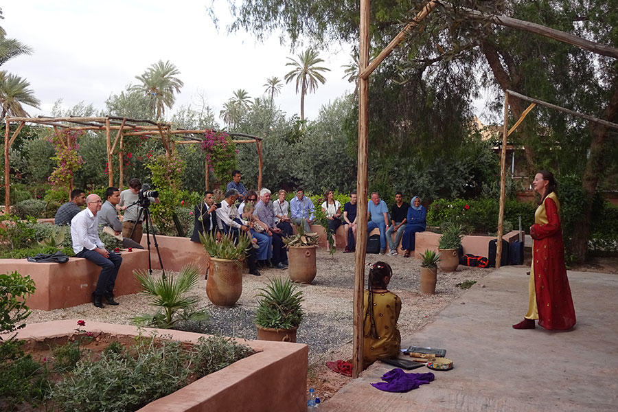 A Shakespeare performance at the Anglo-Moroccan Shakespeare Garden at Marrakech University in Morocco