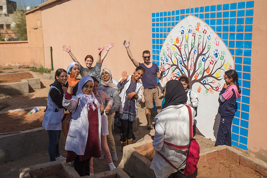 'Growing Gardeners' at a girls boarding house in Marrakech in Morocco
