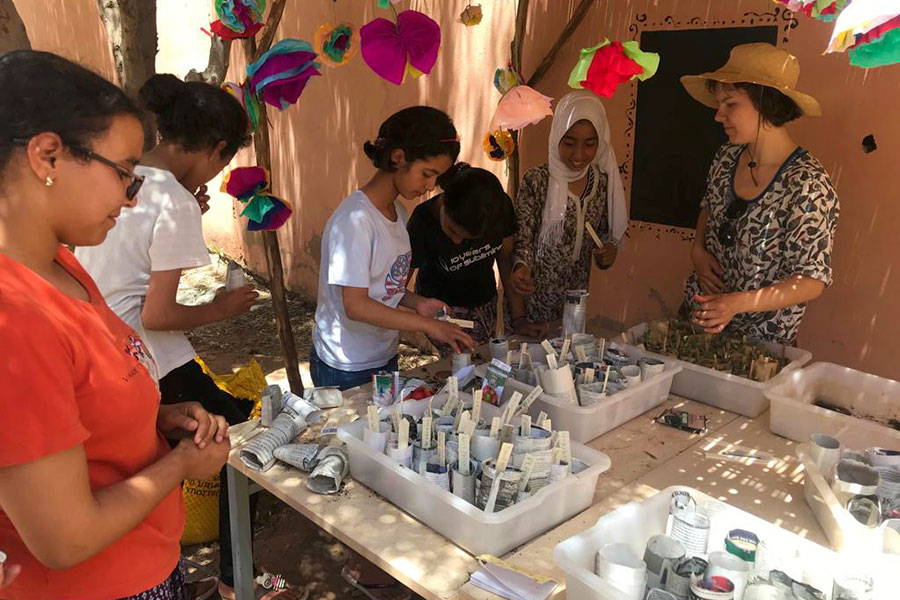 'Growing Gardeners' at a girls boarding house in Marrakech in Morocco
